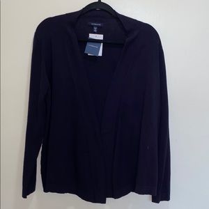 NWT Lands End Dark Blue Open Front Cardigan Small
